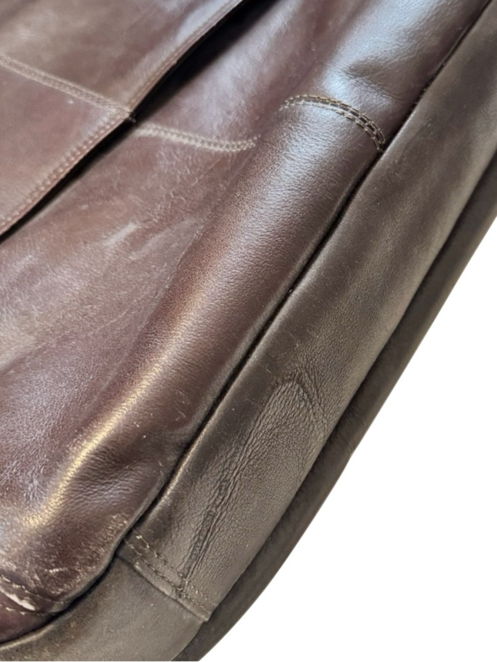 Kenneth Cole 3 for 15 SALE CLEARANCE Brown Leather Laptop Messenger Bag - Picture 5 of 11